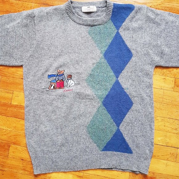 Vintage Pure Wool Dog Sweater Size L Shetland Wool Scotland Sweater - Picture 4 of 10